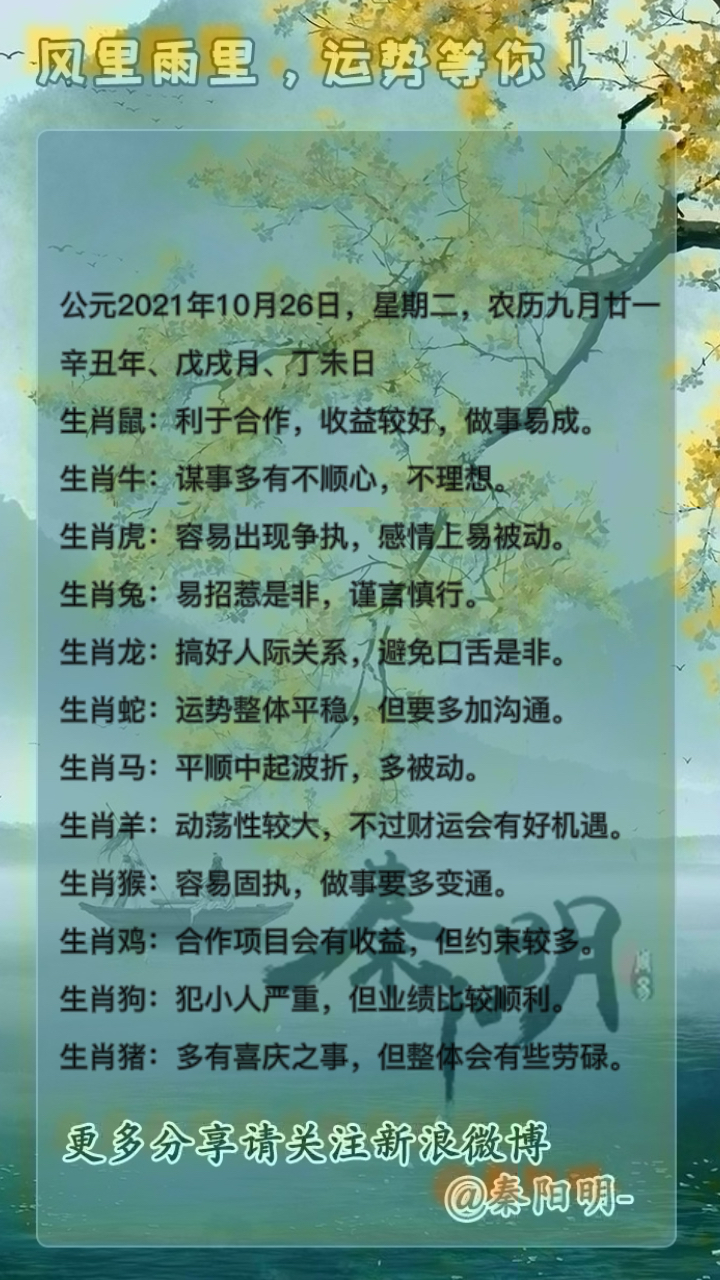 十二生肖每日运势