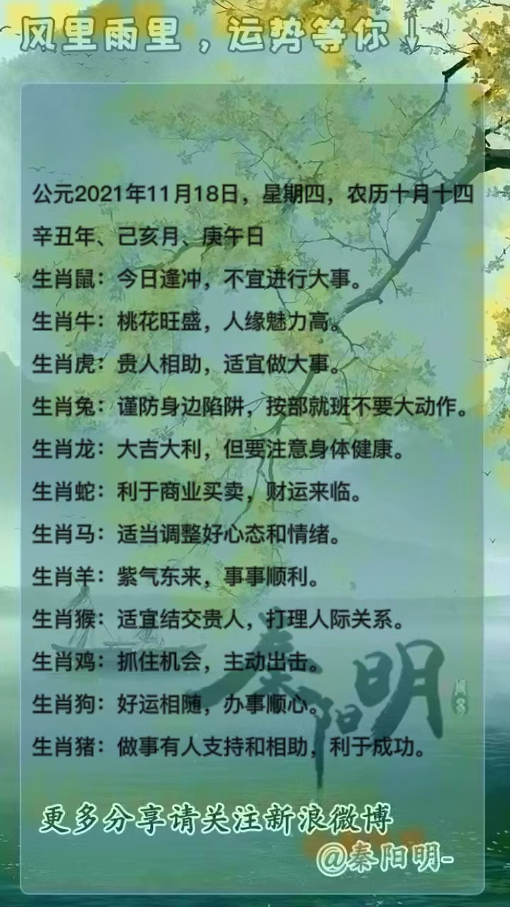 十二生肖每日运势 