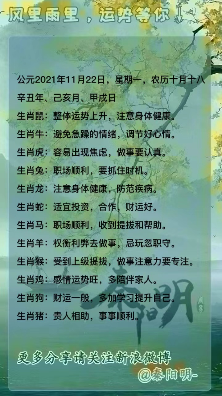 十二生肖每日运势