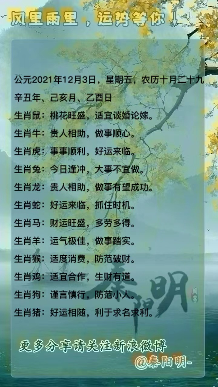 十二生肖每日运