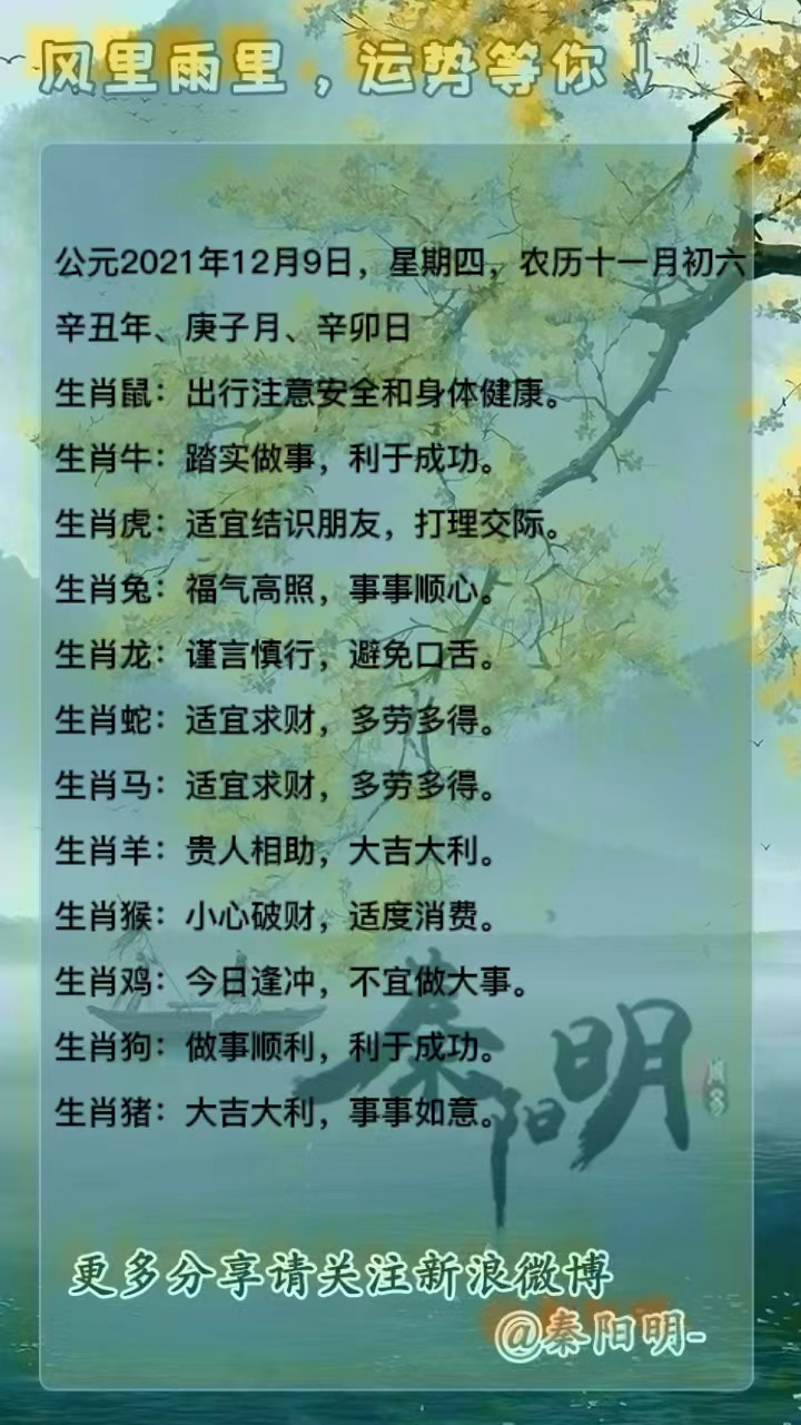 十二生肖每日运势