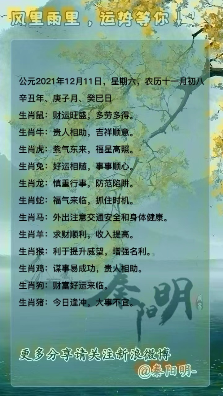 十二生肖每日运势