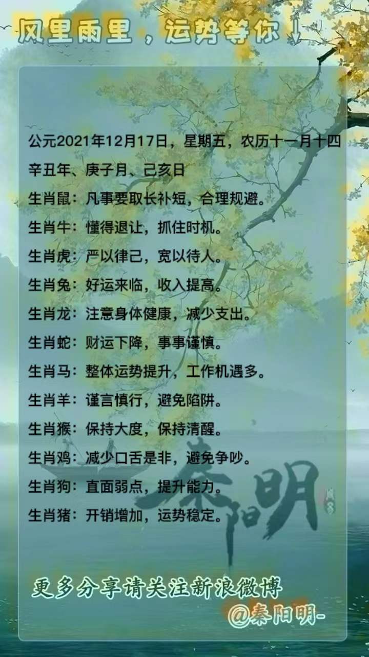 十二生肖每日运势