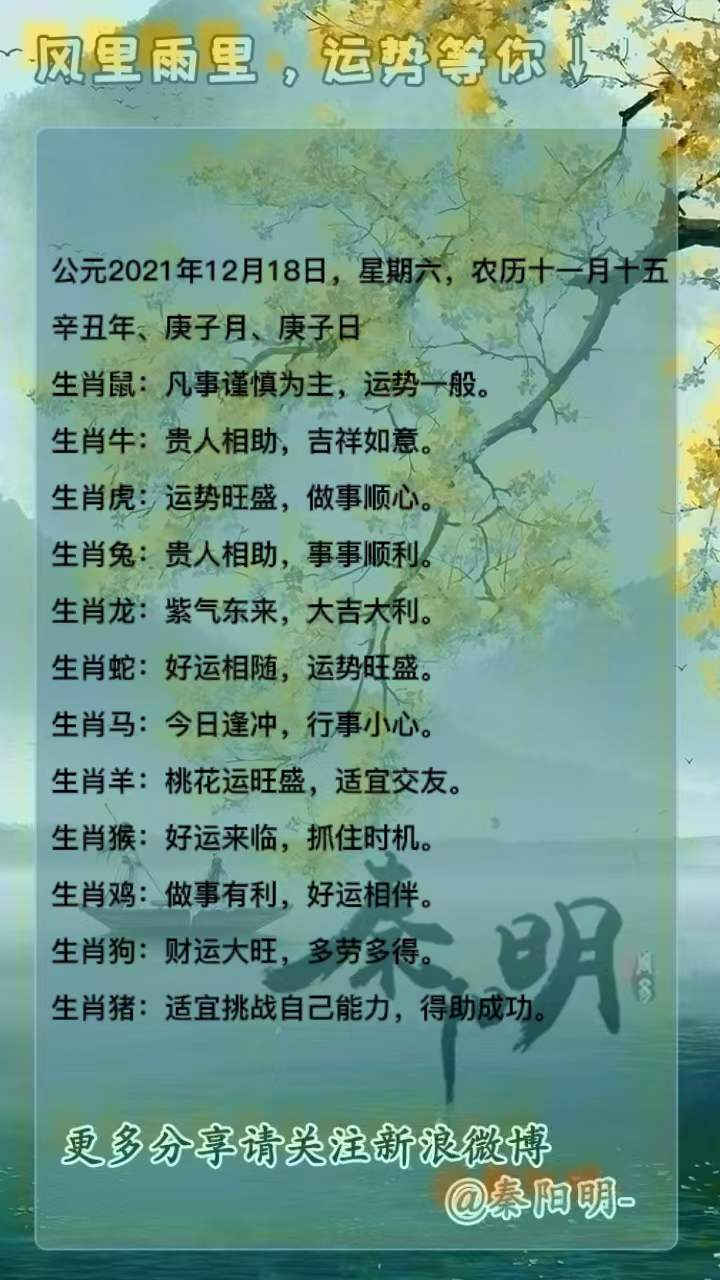 十二生肖每日运势