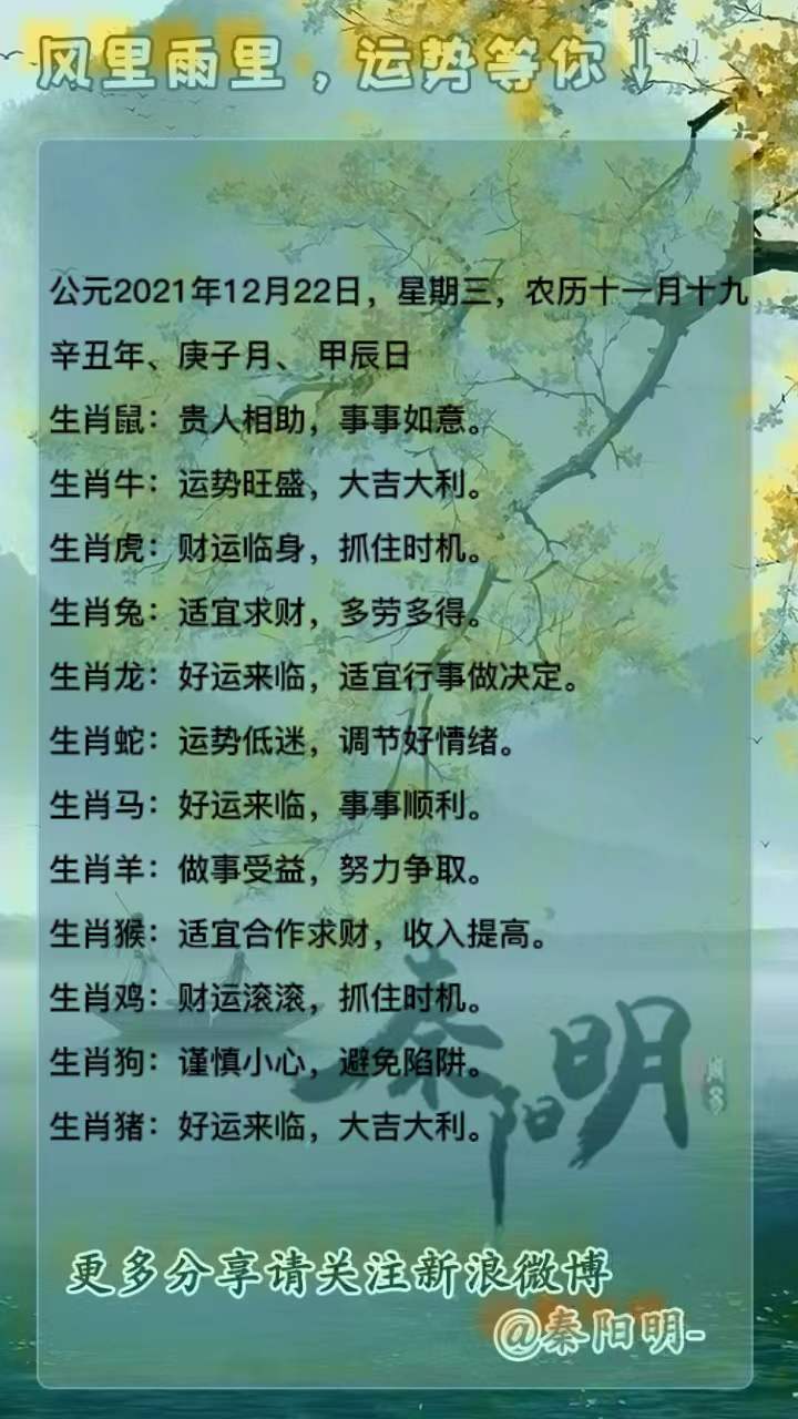 十二生肖每日运势