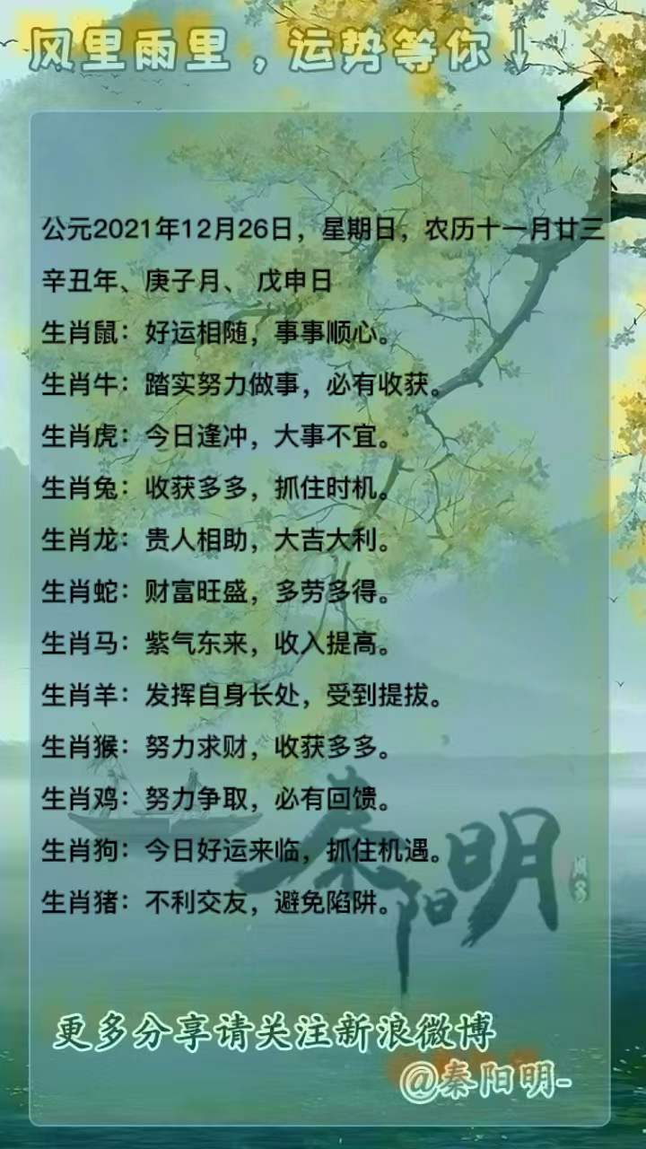 十二生肖每日运势