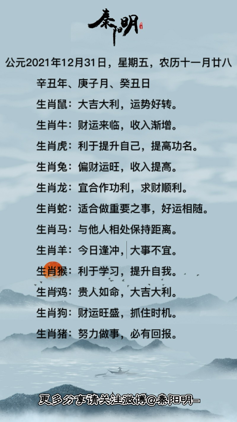十二生肖每日运势 