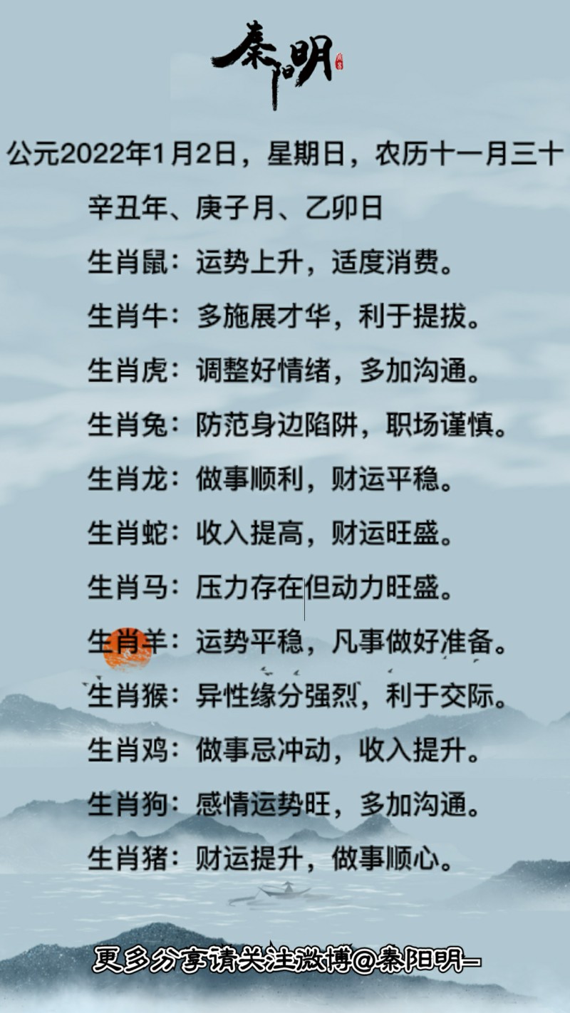 十二生肖每日运势 