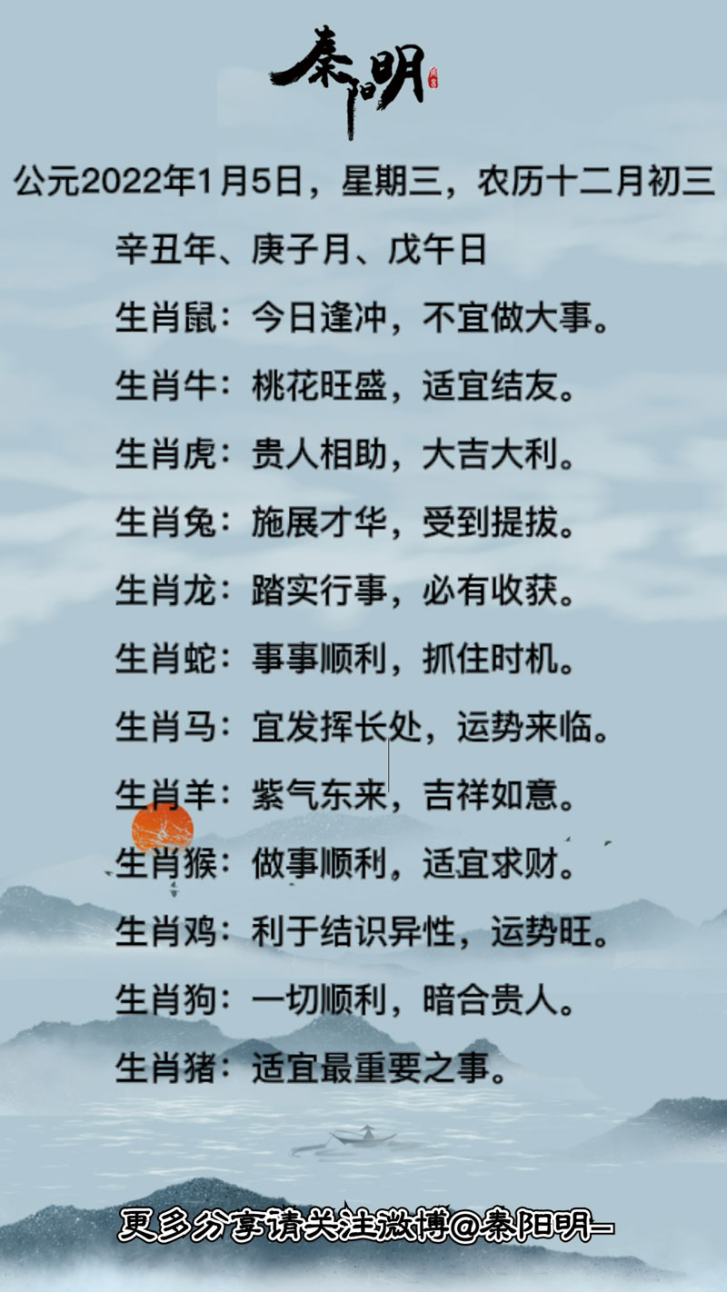 十二生肖每日运势 