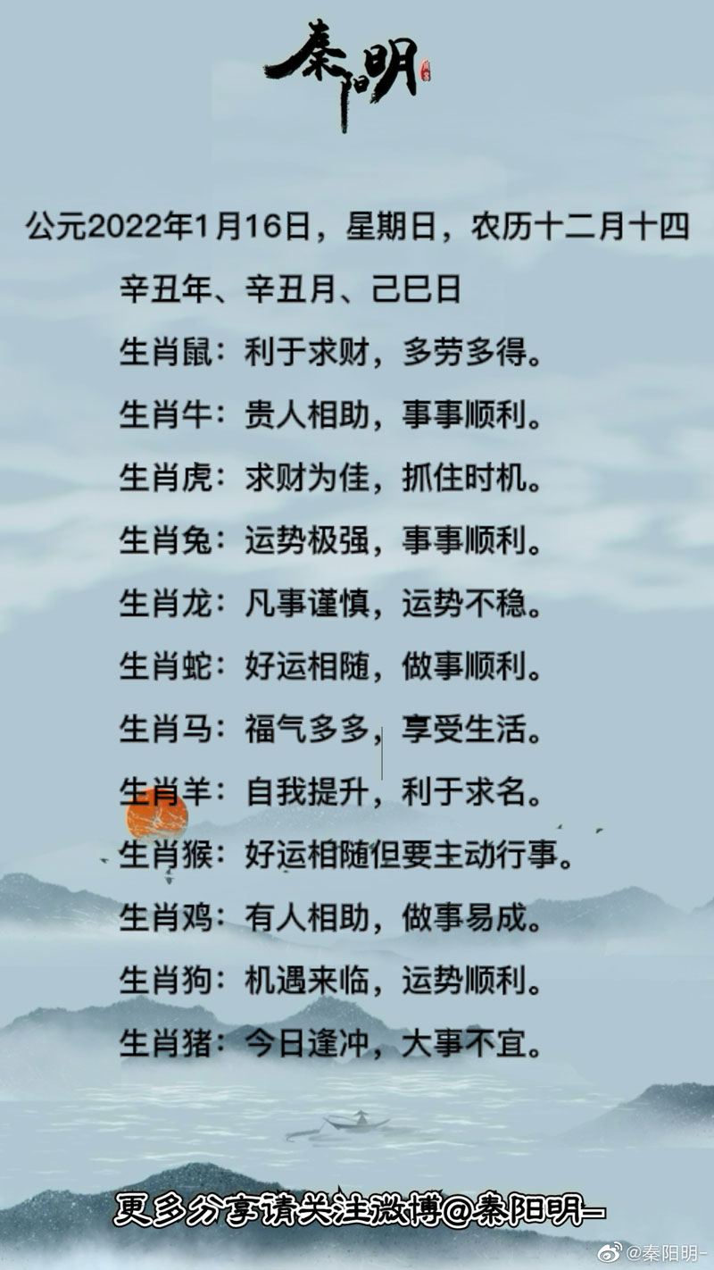 十二生肖每日运势 
