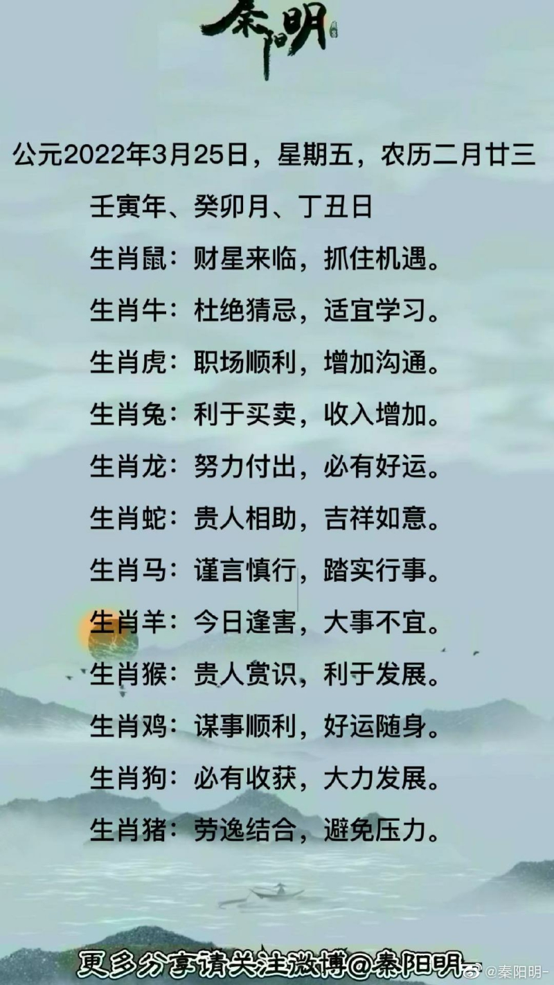 十二生肖每日运势	