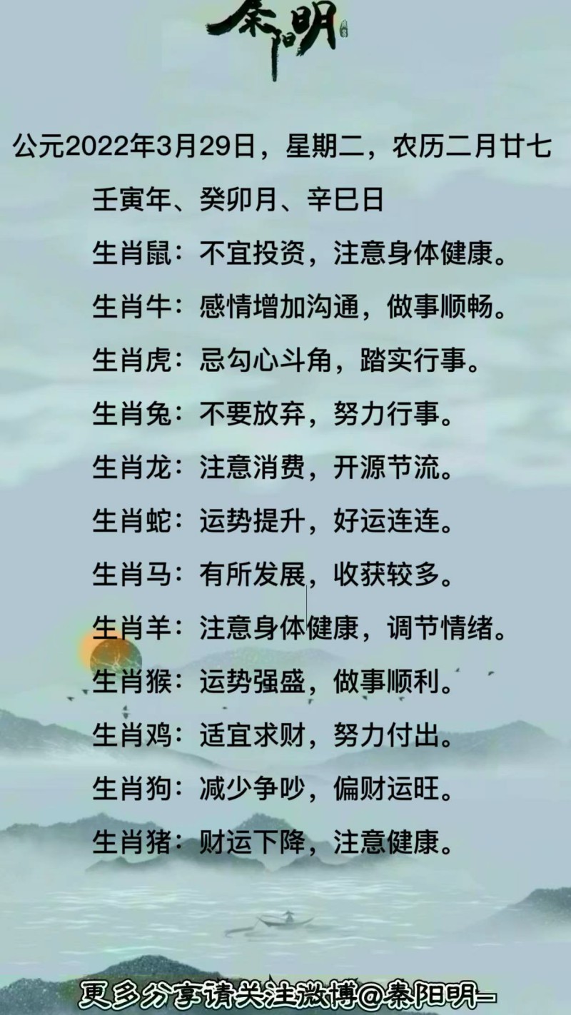 十二生肖每日运势