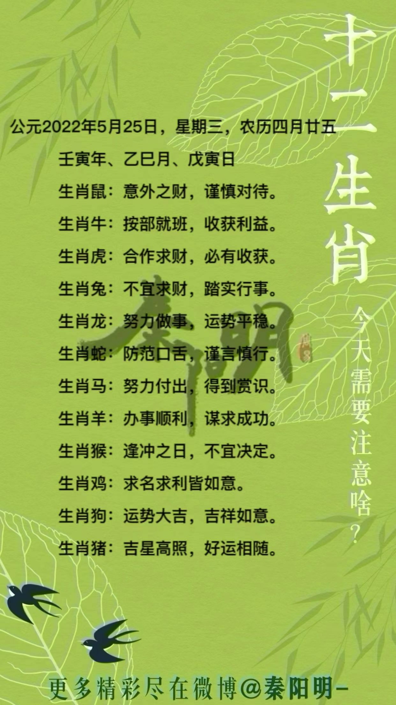十二生肖每日运势