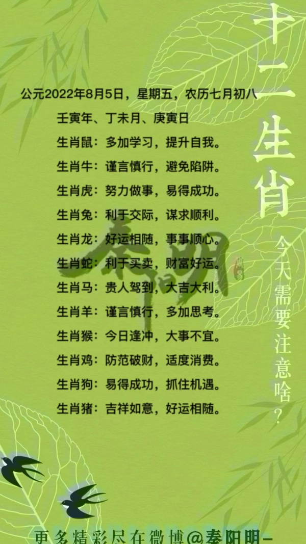 十二生肖每日运势