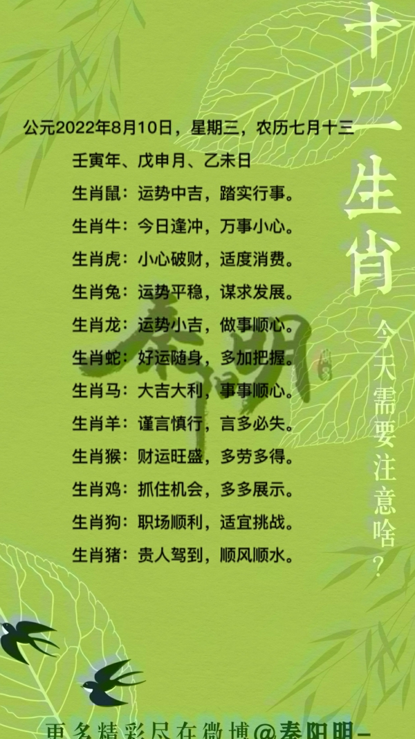 十二生肖每日运势