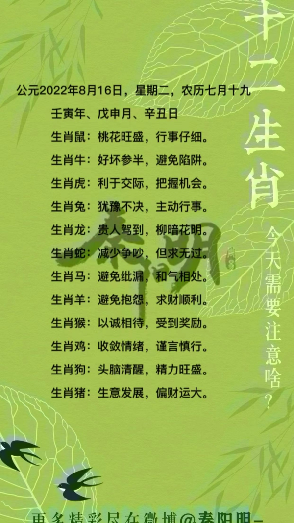 十二生肖每日运势