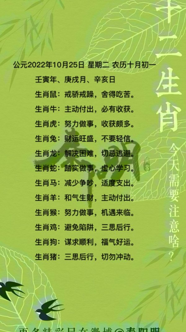 2022年10月25日十二生肖每日运势