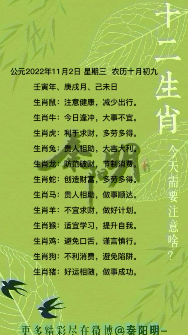 2022年11月02日十二生肖每日运势