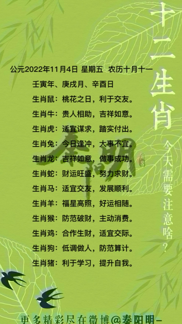 2022年11月04日十二生肖每日运势