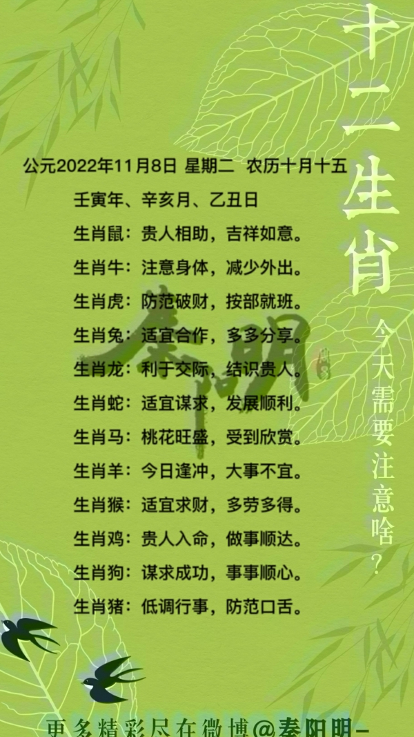 2022年11月08日十二生肖每日运势