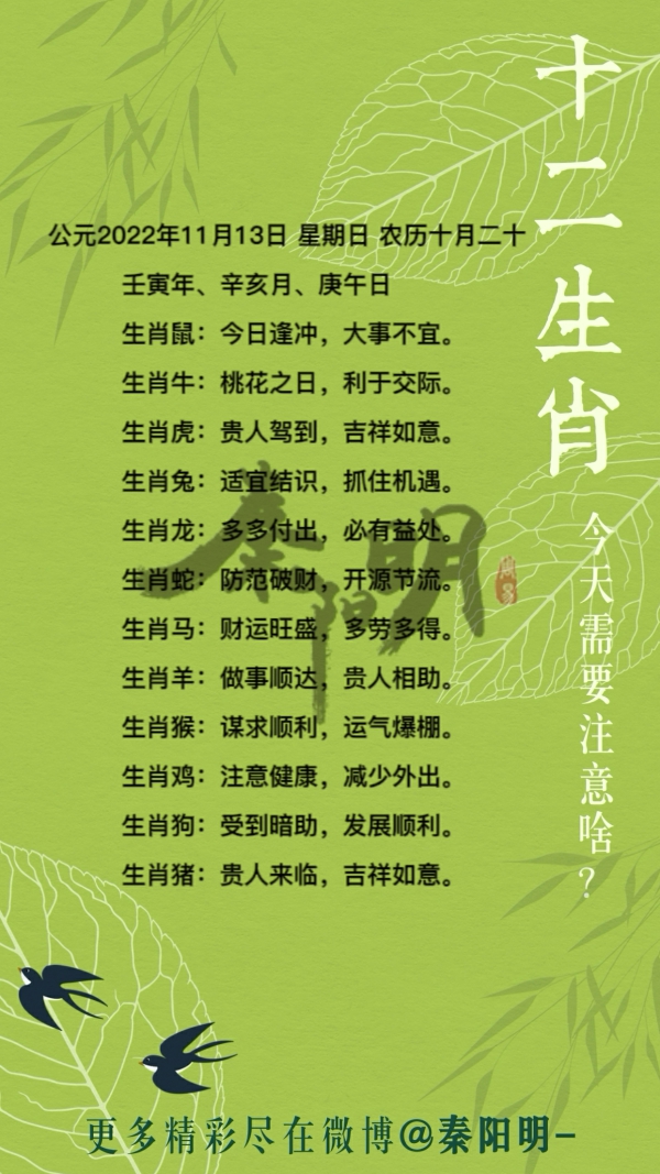 2022年11月13日十二生肖每日运势