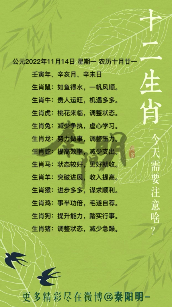 2022年11月14日十二生肖每日运势