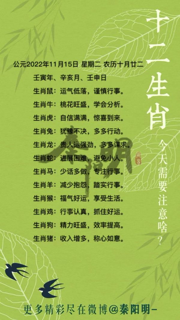 2022年11月15日十二生肖每日运势
