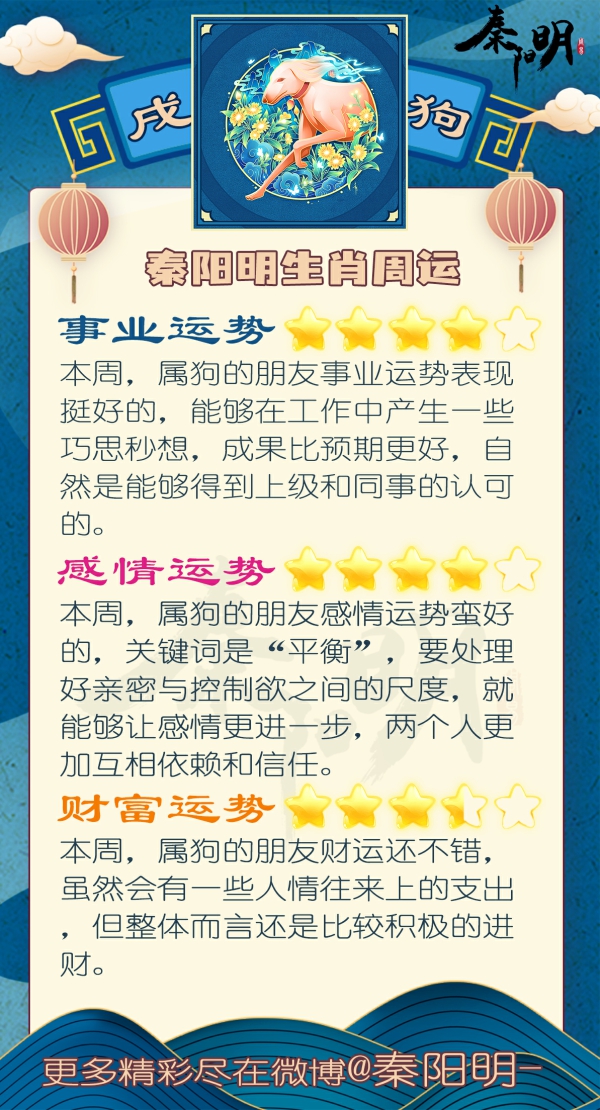 秦阳明生肖狗一周运势（12.19-12.25）