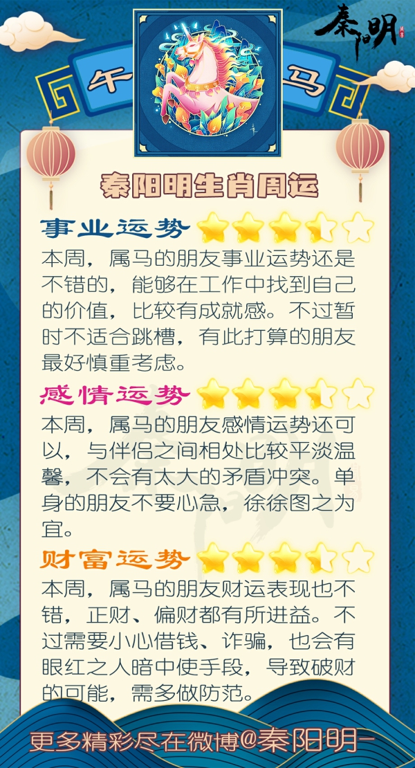 秦阳明生肖马一周运势（12.19-12.25）