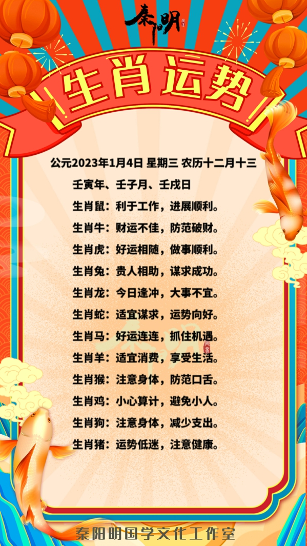 秦阳明生肖每日运势（23年01月04日）