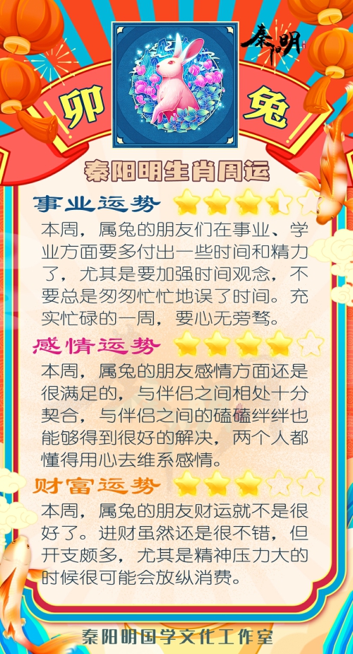 秦阳明生肖兔一周运势（2.13-2.19）