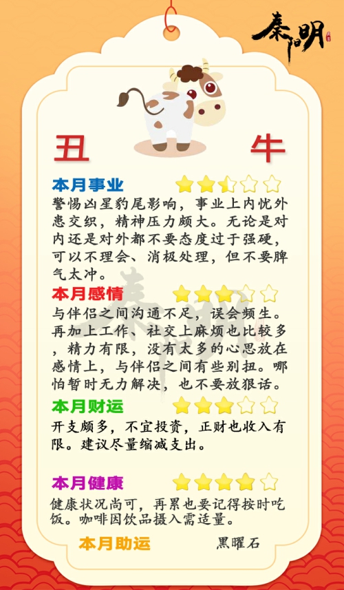 2023癸卯兔年生肖牛04月运势