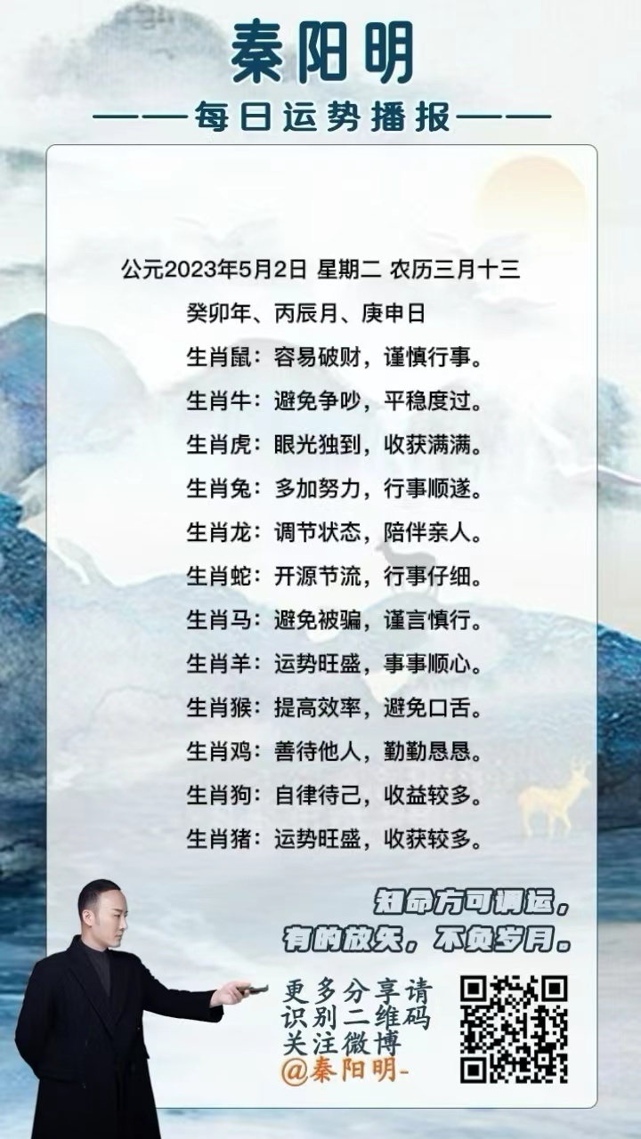 秦阳明生肖每日运势（23年05月02日）
