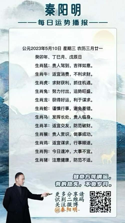 秦阳明生肖每日运势（23年05月10