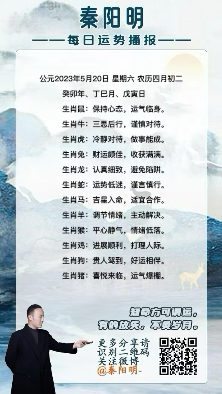 秦阳明生肖每日运势（23年05月20日）