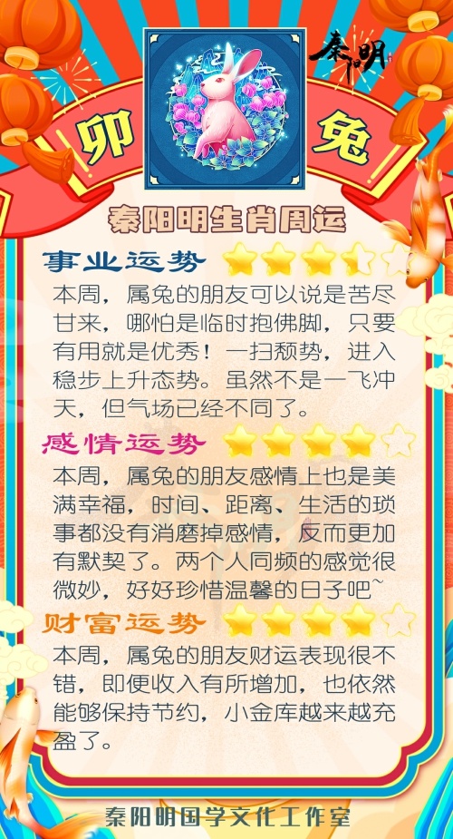 秦阳明生肖兔一周运势（5.22-5.28）