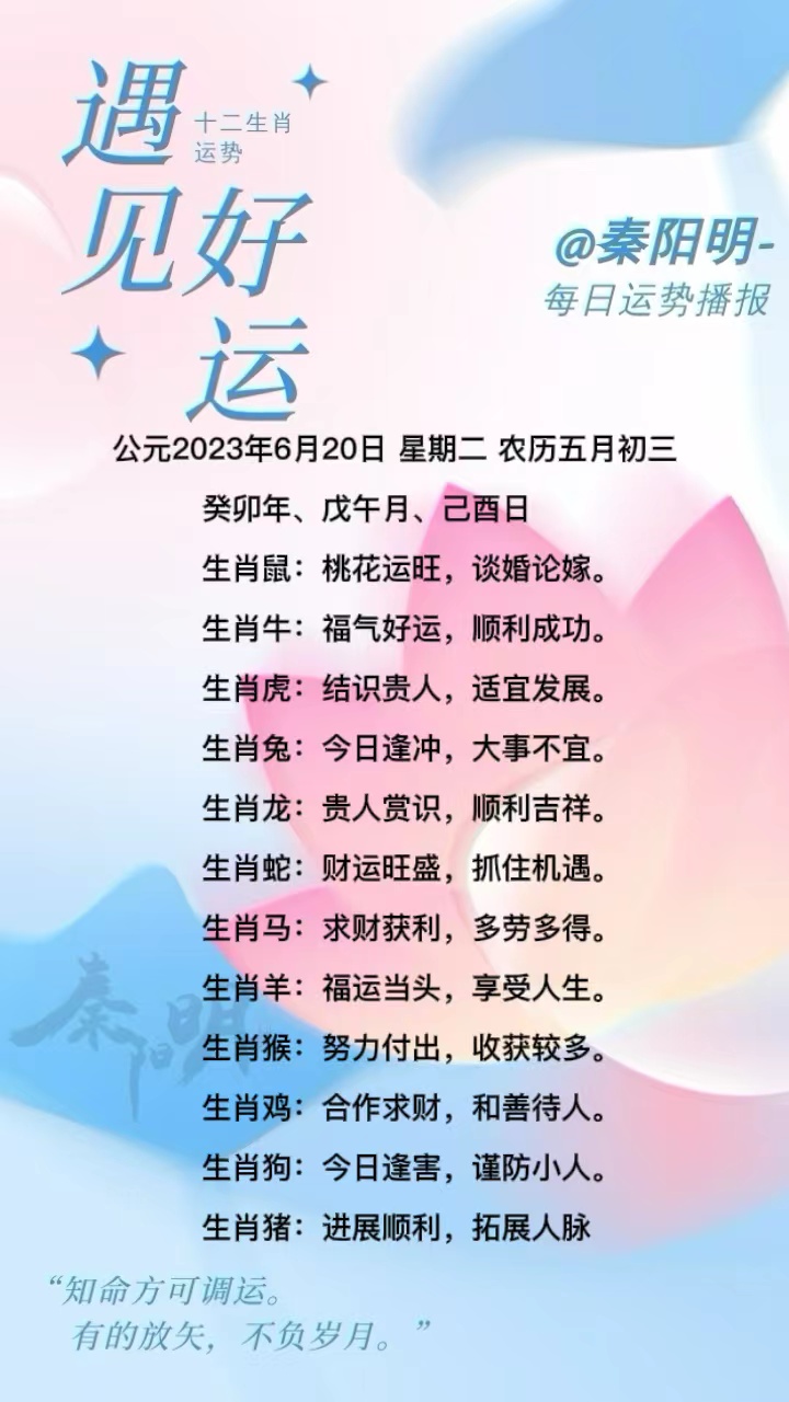 生肖每日运势（23年06月20日）