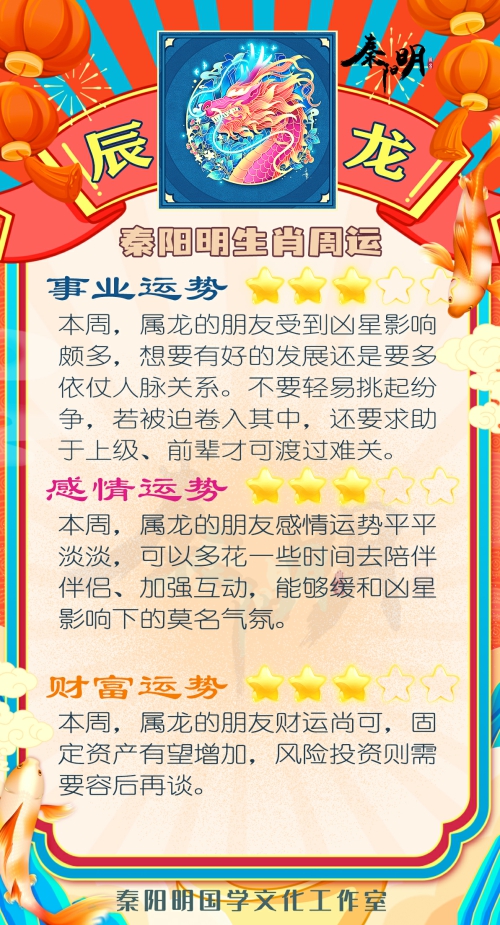 秦阳明生肖龙一周运势（7.10-7.16）