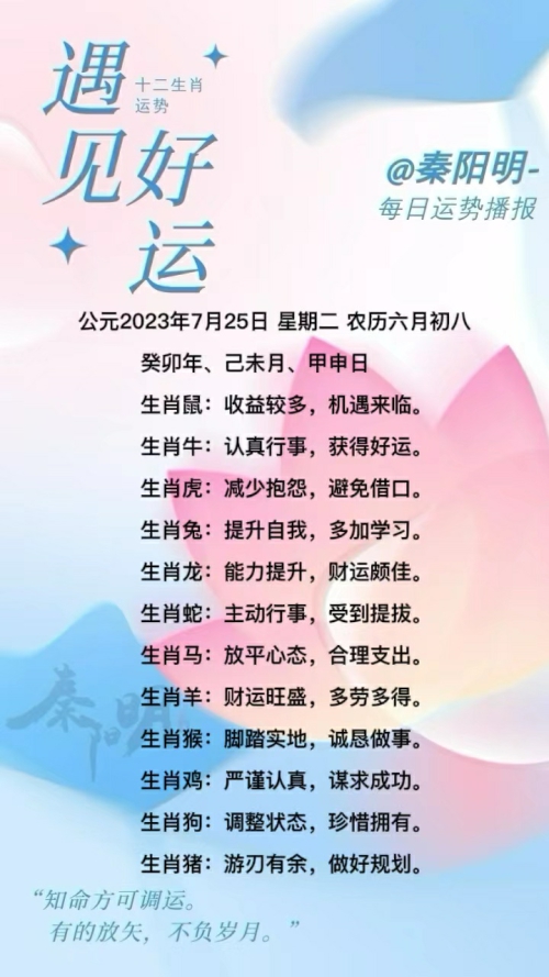 生肖每日运势（23年07月25日）