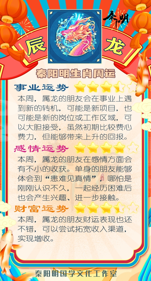 秦阳明生肖龙一周运势（8.07-8.13）