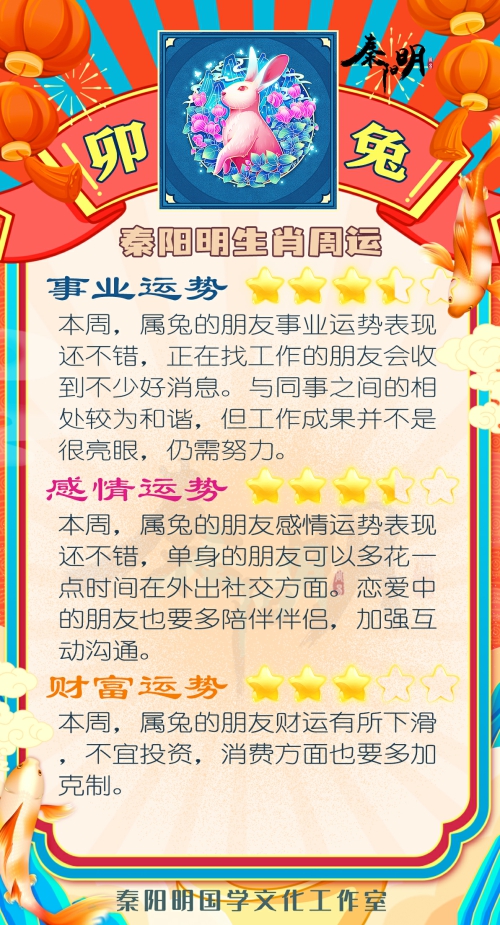 秦阳明生肖兔一周运势（10.16-10.22）