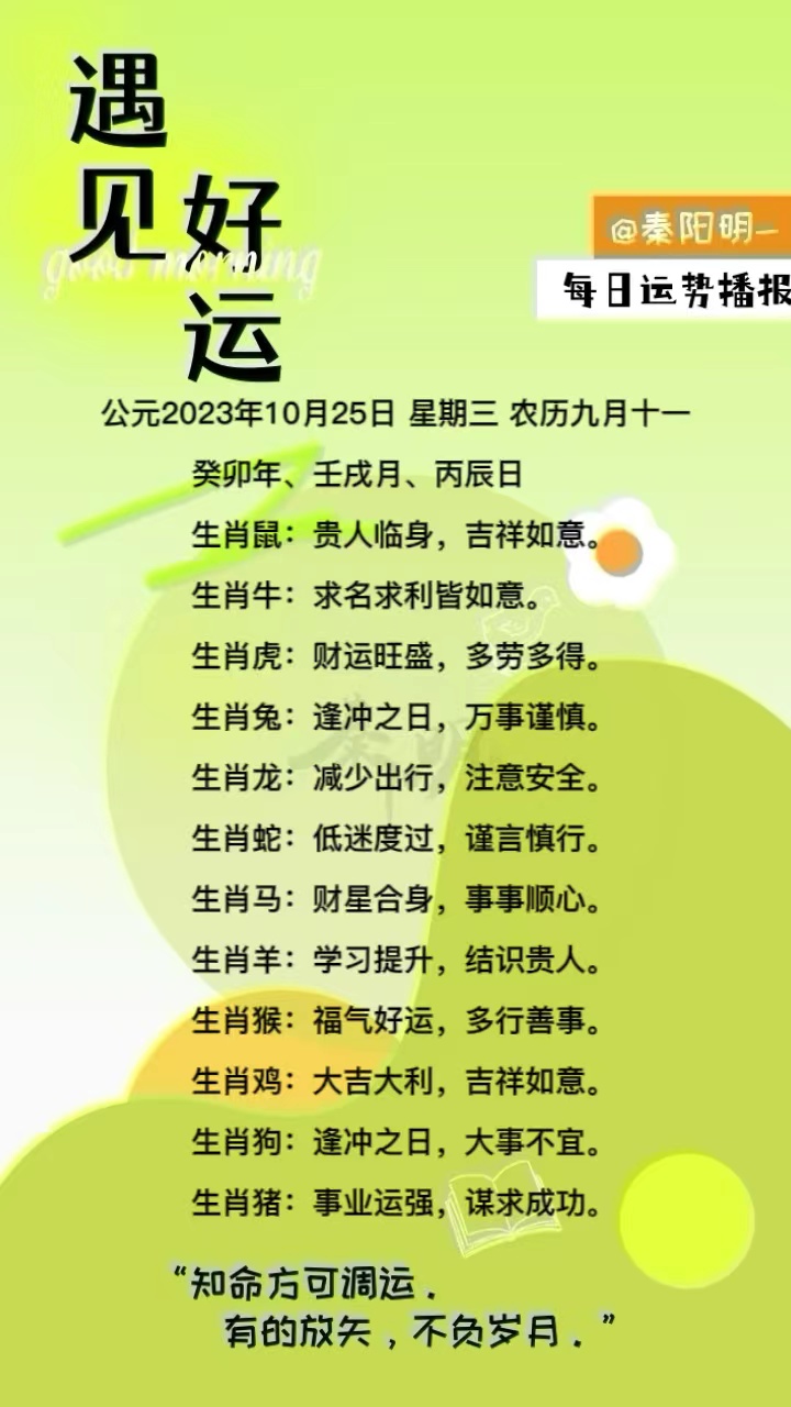 生肖每日运势（23年10月25日）
