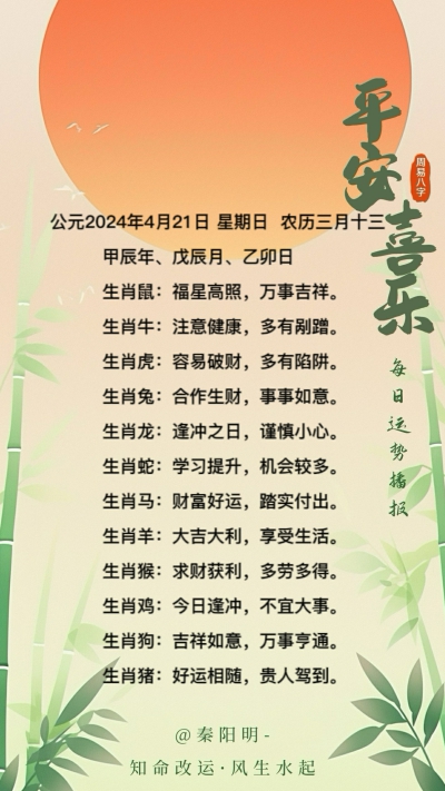 生肖每日运势（24年04月20日）