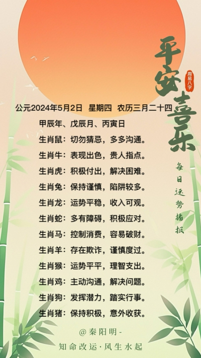 生肖每日运势（24年05月02日）
