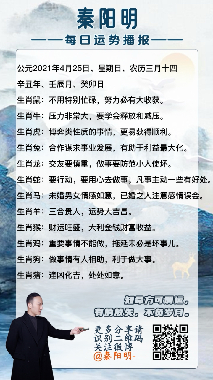天津周易大师秦阳明老师分析生肖每日运势