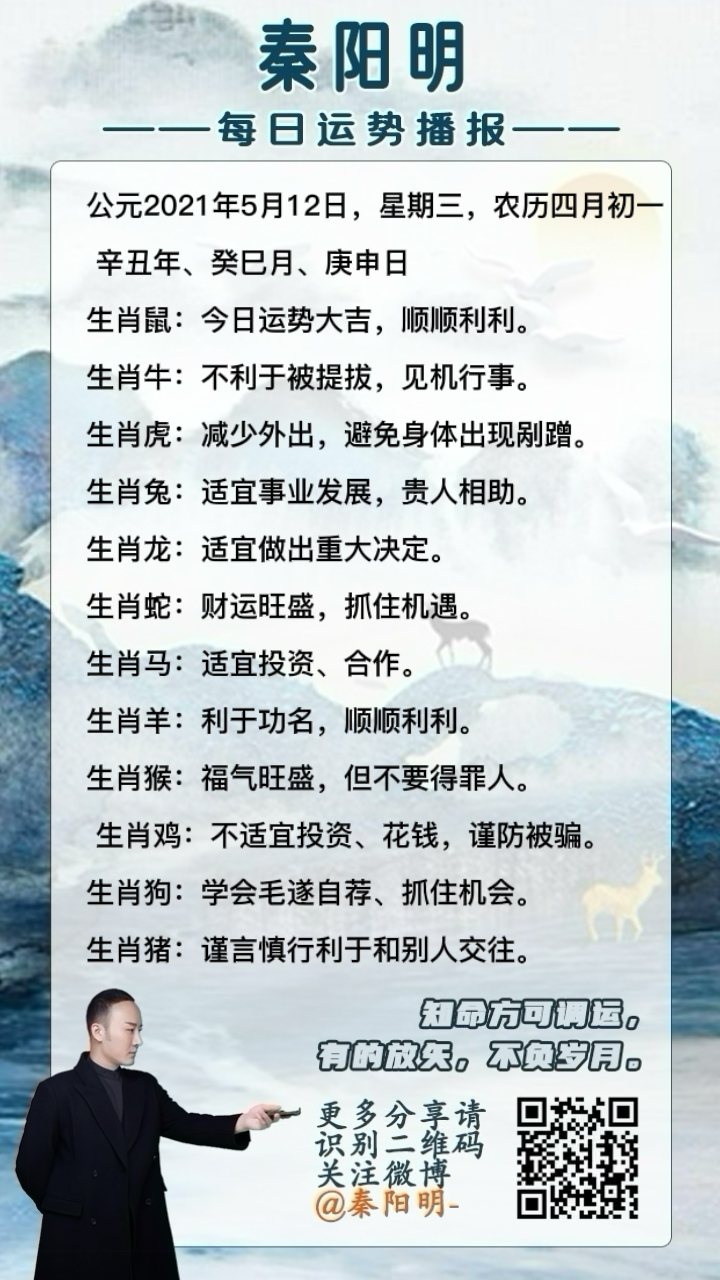 天津周易大师秦阳明分析生肖每日运势