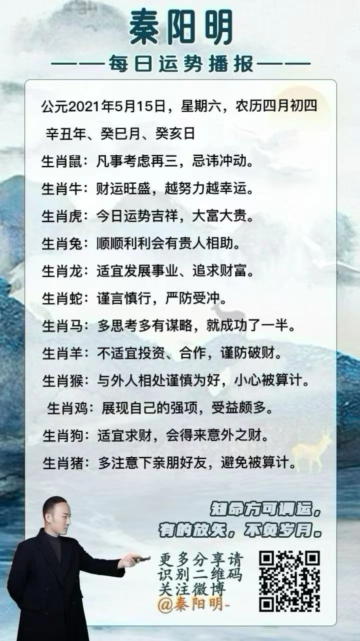 天津周易大师秦阳明分析生肖每日运势