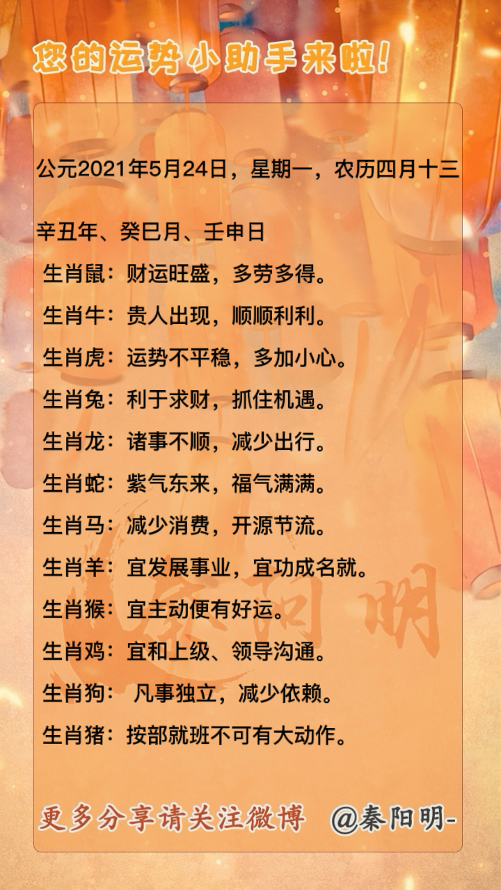天津周易大师秦阳明分析生肖每日运势