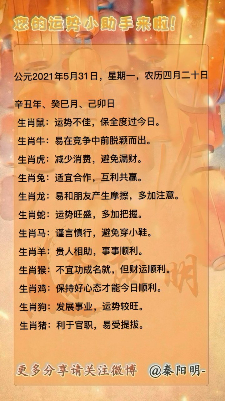 天津易经大师秦阳明分析生肖每日运势