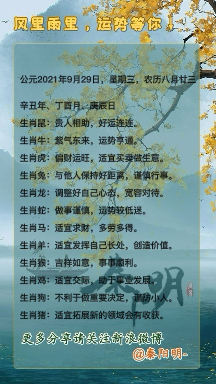 中国算命大师秦阳明讲生肖每日运势